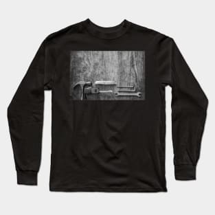 Flat lay of DIY and maintenance tools Long Sleeve T-Shirt